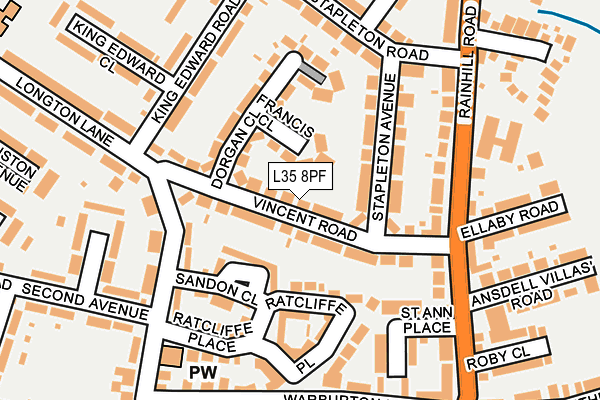 L35 8PF map - OS OpenMap – Local (Ordnance Survey)