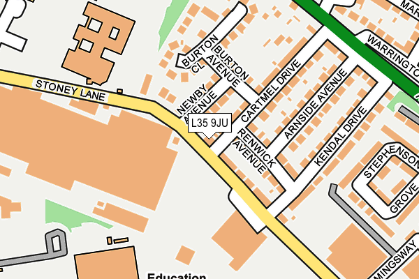 L35 9JU map - OS OpenMap – Local (Ordnance Survey)