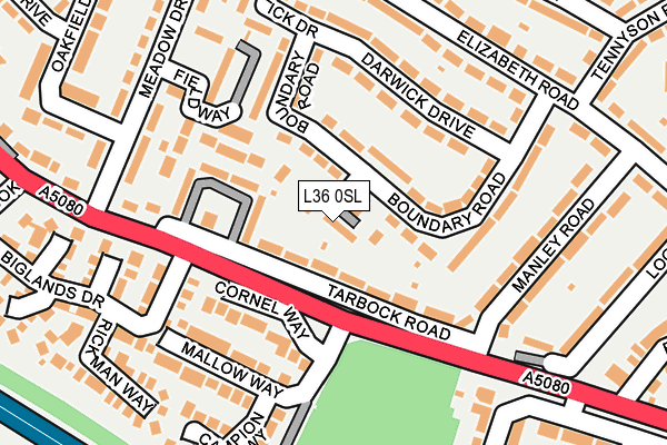 L36 0SL map - OS OpenMap – Local (Ordnance Survey)