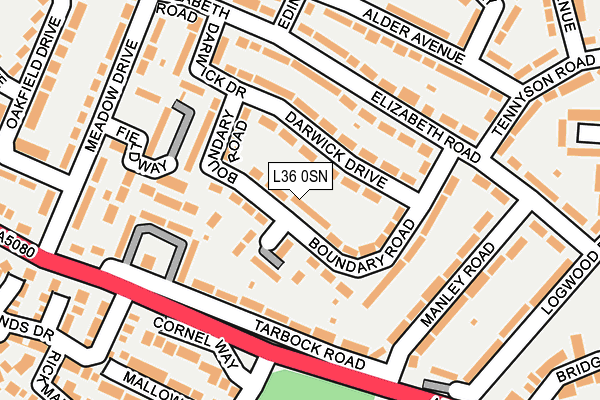 L36 0SN map - OS OpenMap – Local (Ordnance Survey)