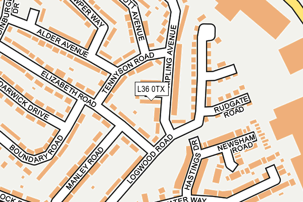 L36 0TX map - OS OpenMap – Local (Ordnance Survey)
