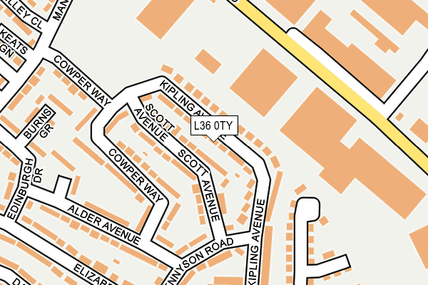 L36 0TY map - OS OpenMap – Local (Ordnance Survey)
