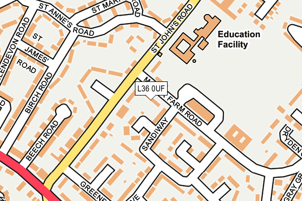 L36 0UF map - OS OpenMap – Local (Ordnance Survey)