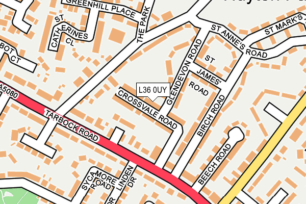 L36 0UY map - OS OpenMap – Local (Ordnance Survey)