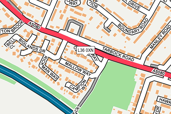 L36 0XN map - OS OpenMap – Local (Ordnance Survey)