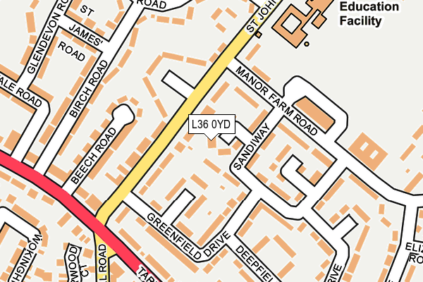 L36 0YD map - OS OpenMap – Local (Ordnance Survey)