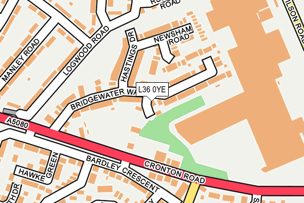 L36 0YE map - OS OpenMap – Local (Ordnance Survey)