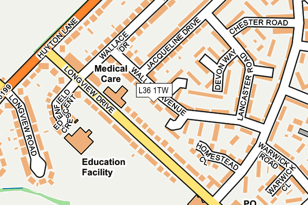 L36 1TW map - OS OpenMap – Local (Ordnance Survey)