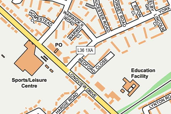 L36 1XA map - OS OpenMap – Local (Ordnance Survey)