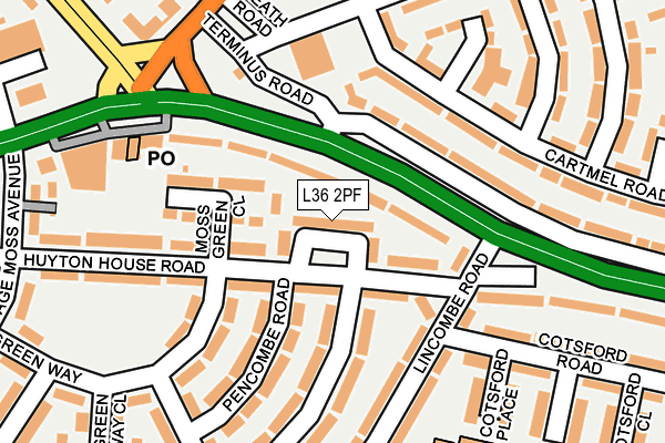 L36 2PF map - OS OpenMap – Local (Ordnance Survey)