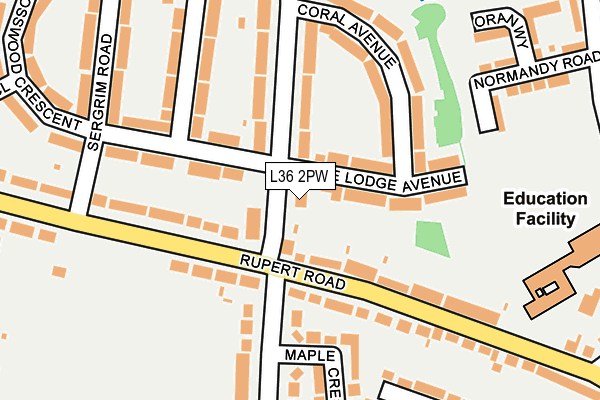L36 2PW map - OS OpenMap – Local (Ordnance Survey)