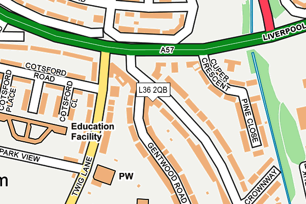 L36 2QB map - OS OpenMap – Local (Ordnance Survey)