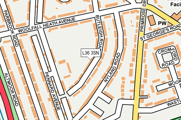 L36 3SN map - OS OpenMap – Local (Ordnance Survey)