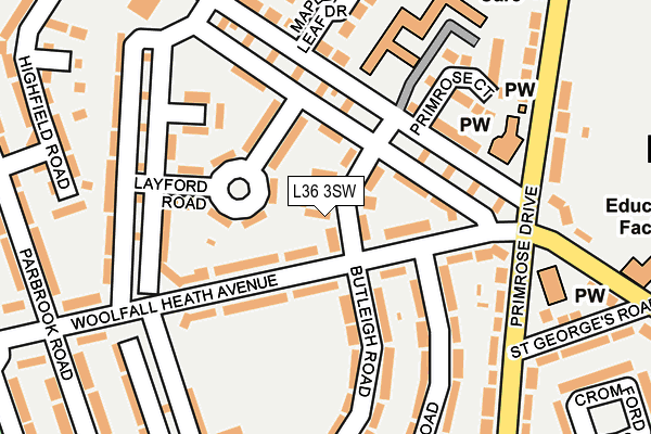 L36 3SW map - OS OpenMap – Local (Ordnance Survey)