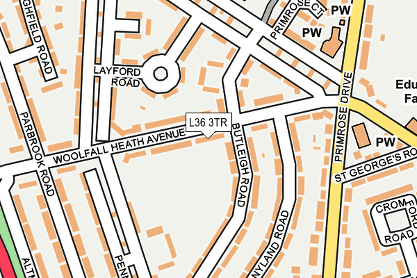 L36 3TR map - OS OpenMap – Local (Ordnance Survey)