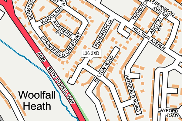 L36 3XD map - OS OpenMap – Local (Ordnance Survey)