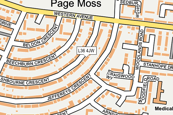 L36 4JW map - OS OpenMap – Local (Ordnance Survey)