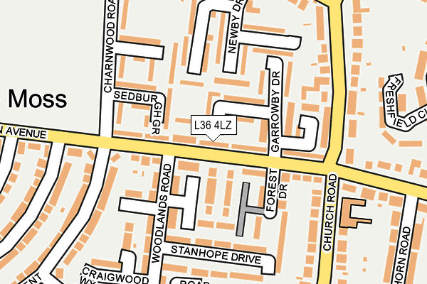 L36 4LZ map - OS OpenMap – Local (Ordnance Survey)