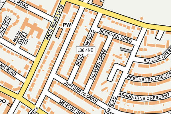 L36 4NE map - OS OpenMap – Local (Ordnance Survey)