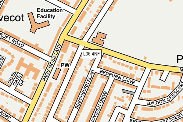 L36 4NF map - OS OpenMap – Local (Ordnance Survey)