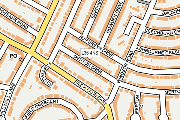 L36 4NS map - OS OpenMap – Local (Ordnance Survey)