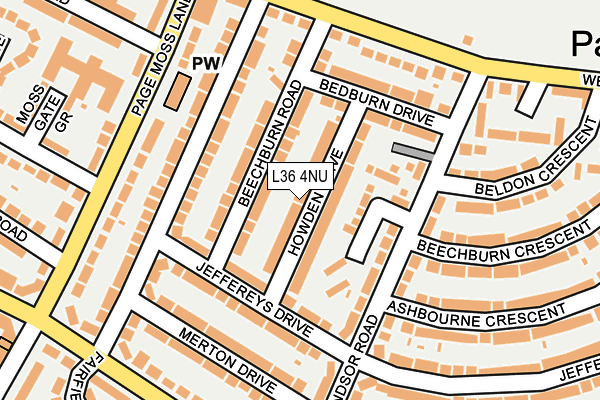 L36 4NU map - OS OpenMap – Local (Ordnance Survey)