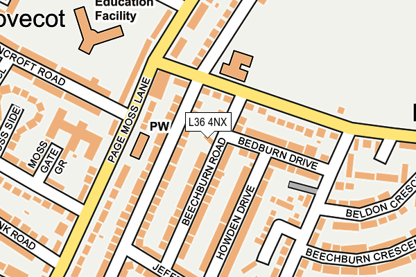 L36 4NX map - OS OpenMap – Local (Ordnance Survey)
