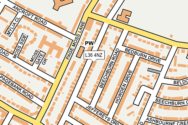 L36 4NZ map - OS OpenMap – Local (Ordnance Survey)