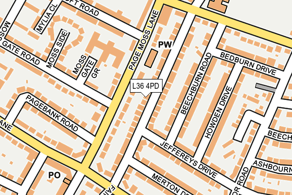 L36 4PD map - OS OpenMap – Local (Ordnance Survey)