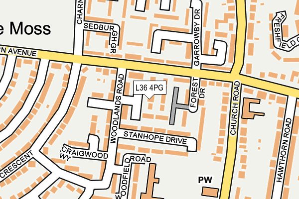 L36 4PG map - OS OpenMap – Local (Ordnance Survey)