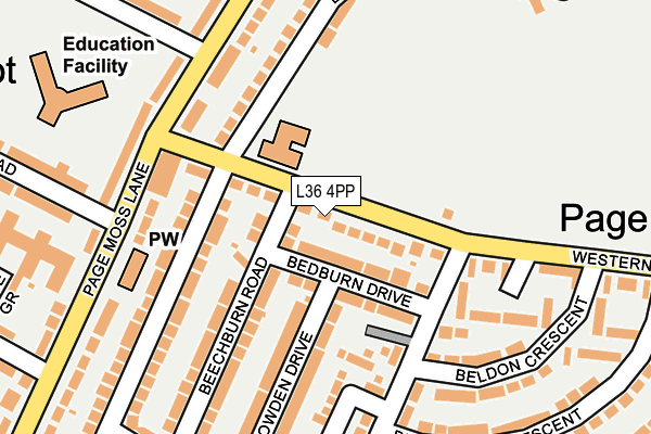 L36 4PP map - OS OpenMap – Local (Ordnance Survey)