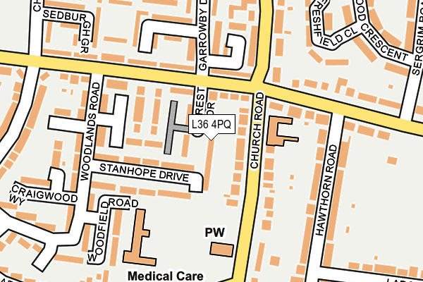 L36 4PQ map - OS OpenMap – Local (Ordnance Survey)