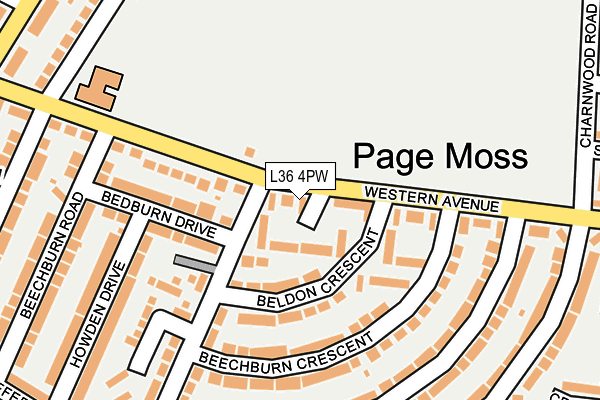 L36 4PW map - OS OpenMap – Local (Ordnance Survey)