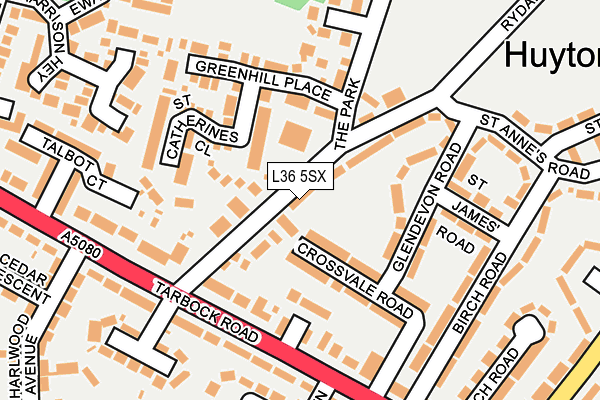 L36 5SX map - OS OpenMap – Local (Ordnance Survey)