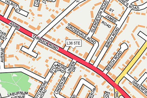 L36 5TE map - OS OpenMap – Local (Ordnance Survey)