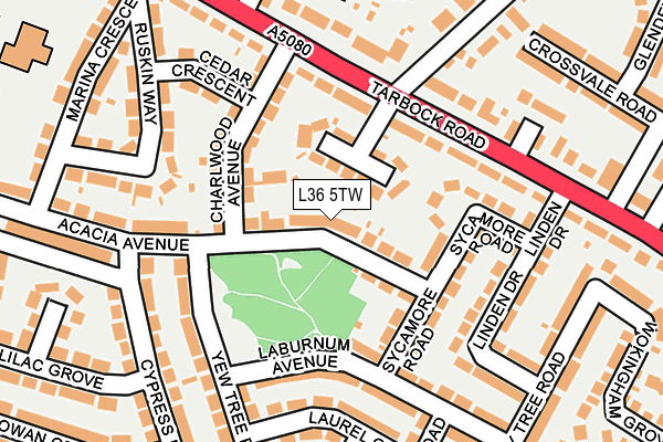 L36 5TW map - OS OpenMap – Local (Ordnance Survey)