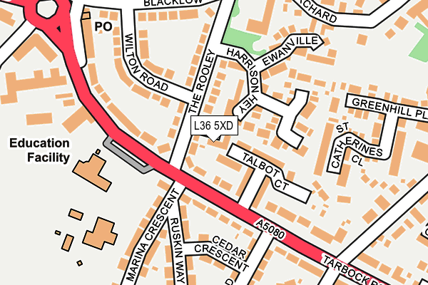 L36 5XD map - OS OpenMap – Local (Ordnance Survey)