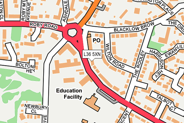 L36 5XN map - OS OpenMap – Local (Ordnance Survey)