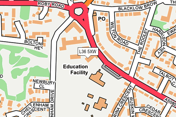 L36 5XW map - OS OpenMap – Local (Ordnance Survey)