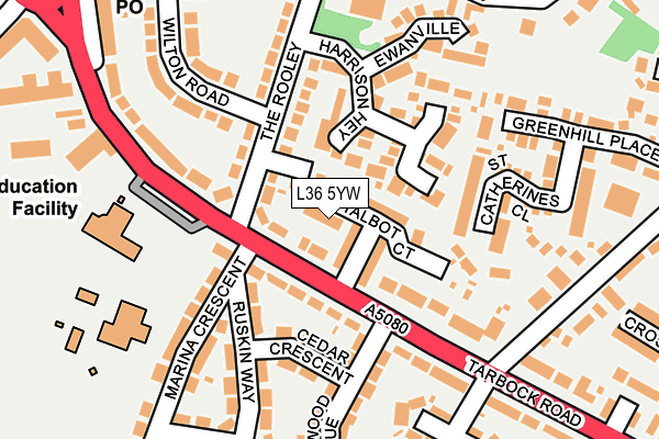 L36 5YW map - OS OpenMap – Local (Ordnance Survey)