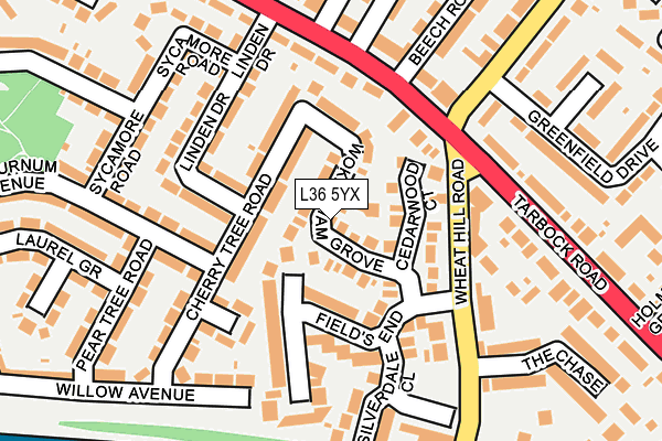 L36 5YX map - OS OpenMap – Local (Ordnance Survey)
