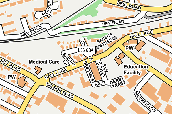 L36 6BA map - OS OpenMap – Local (Ordnance Survey)