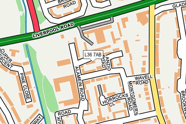 L36 7AB map - OS OpenMap – Local (Ordnance Survey)