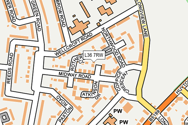 L36 7RW map - OS OpenMap – Local (Ordnance Survey)