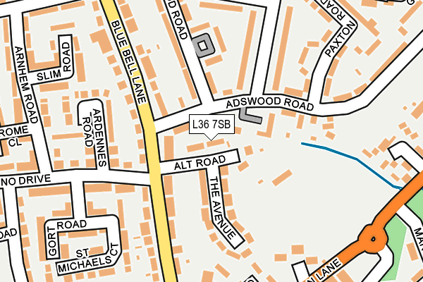 L36 7SB map - OS OpenMap – Local (Ordnance Survey)