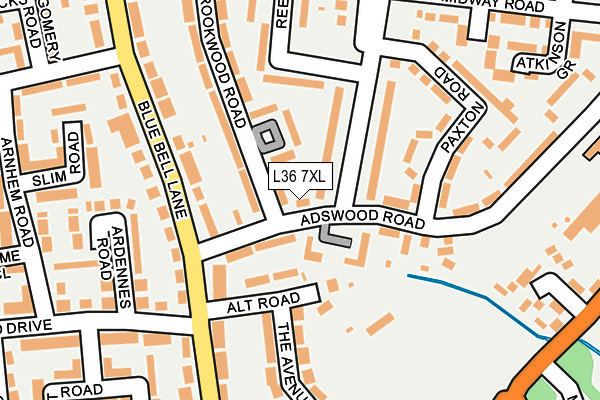 L36 7XL map - OS OpenMap – Local (Ordnance Survey)
