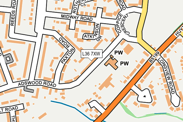 L36 7XW map - OS OpenMap – Local (Ordnance Survey)