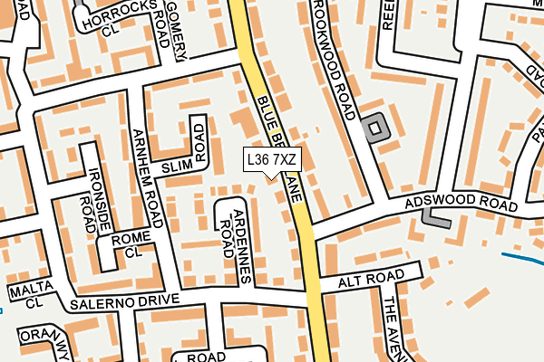 L36 7XZ map - OS OpenMap – Local (Ordnance Survey)