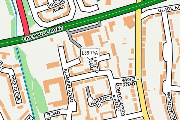 L36 7YA map - OS OpenMap – Local (Ordnance Survey)