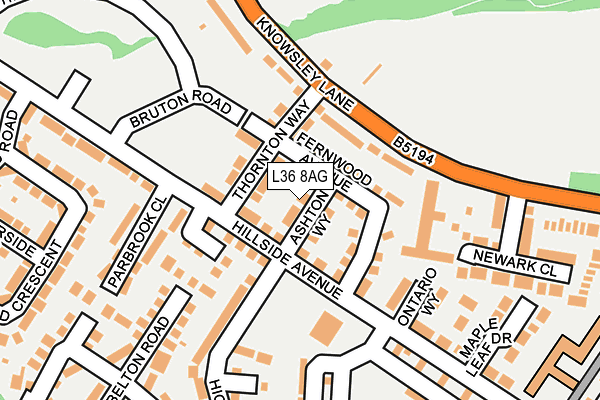 L36 8AG map - OS OpenMap – Local (Ordnance Survey)